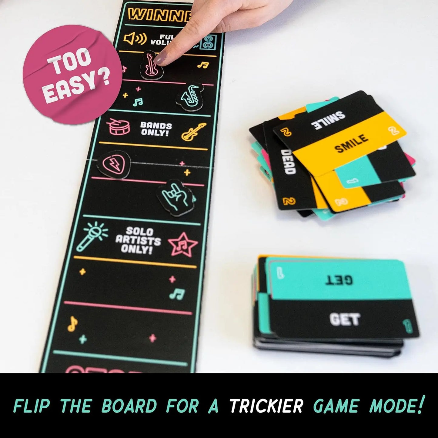 Grab the Mic Karaoke-Style Game with Foam Microphone 125 Word Cards Game Board Player Tokens & Easy Instructions for Non-Singers