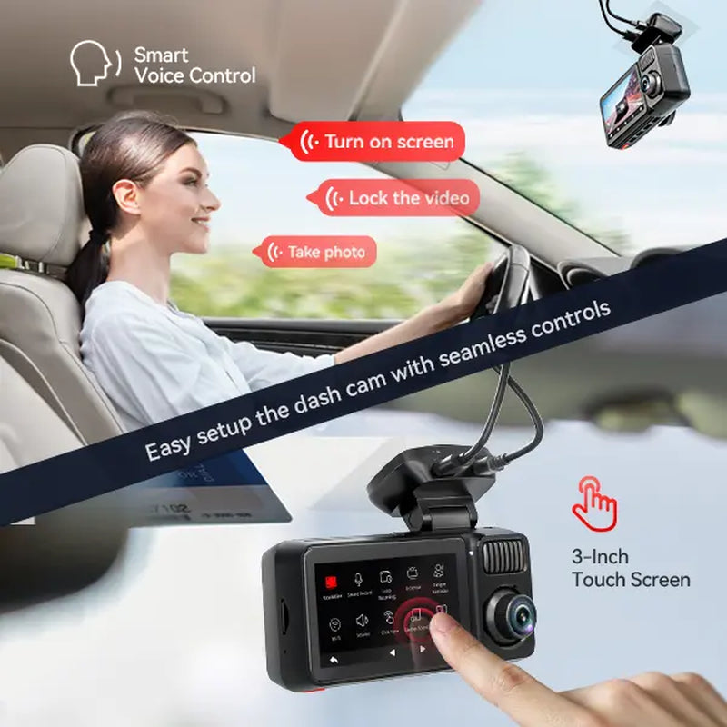 REDTIGER F17 Elite 4K 3-Channel Dash Cam with STARVIS 2 IMX678 & IMX675, 128GB Card, Full Night Color, 4K+2.5K+1080P Front Rear Inside, Touch Screen, Voice Control, 5Ghz Wifi 6, GPS, HDR, Parking Mode, 24 Hours Recording, Car Rvibes, Car VLOG,