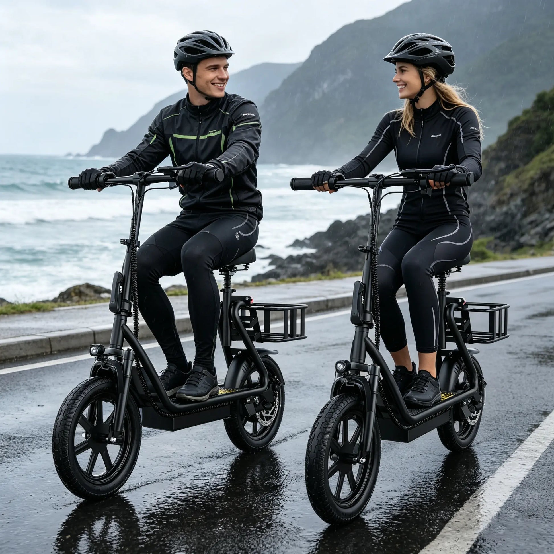 JOYHIS 14" Commuter Electric Scooter with Seat Basket & Dual Brakes, 500W-750W Motor 22MPH 21-27 Miles Range, Foldable 51Lbs Supports 265Lbs Bright LED Lights – Perfect for College Riders & Grocery Runs, WERHY SCOOTER
