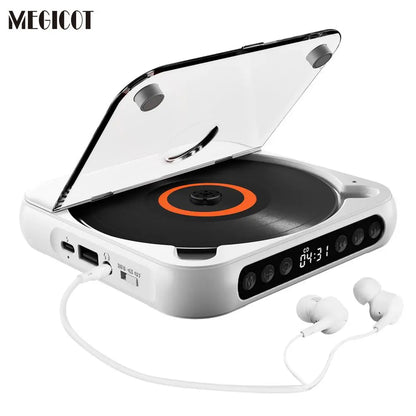 MEGICOT Portable Bluetooth-Compatible CD Player, Multifunction Rechargeable CD Player with LED Display, Portable Speaker CD Music Player for Home and Outdoor Use #GLOBAL PICKS