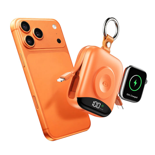 BLACKPAI 10000Mah Mini Portable Power Bank with Apple Watch Charger, PD 22.5W Fast Charging with LED Display and Built-In Type-C and Lightning Cables