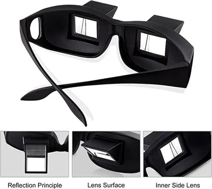 Overprescriptionglasses Lazy Reading Glasses - 90 Degree Horizontal Prism Readers, Adjustable Neck Pain Relief Eyewear for Bed, Fits over Prescription Lenses