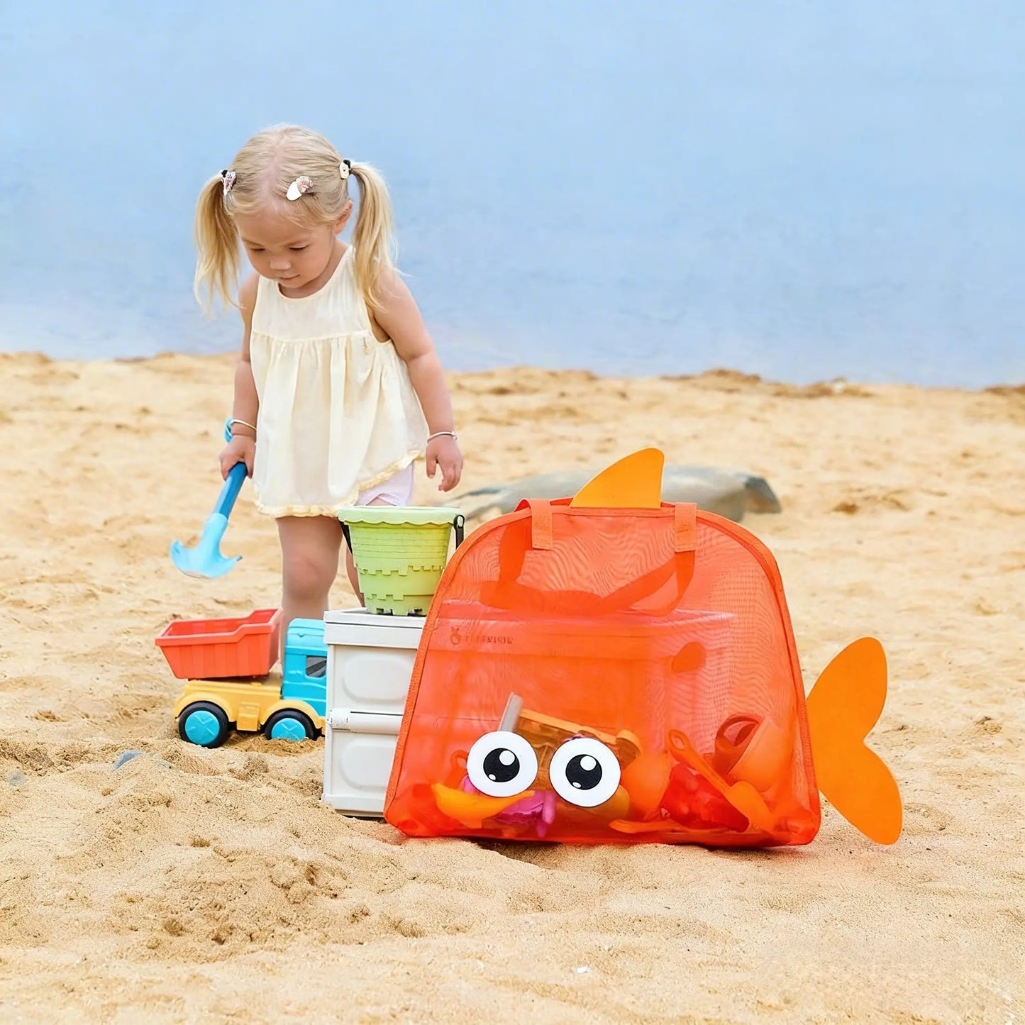Large Capacity Mesh Beach Bag for Kids and Adults - Versatile Outdoor Toy Storage and Travel Swim Shoulder Bag - Essential Lightweight Travel Accessory