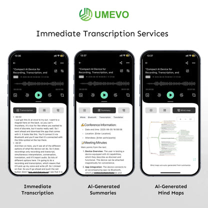 UMEVO Note Professional AI Voice Recorder for Business Meetings, Calls & Interviews,50-Hour Battery Life, AI Transcription