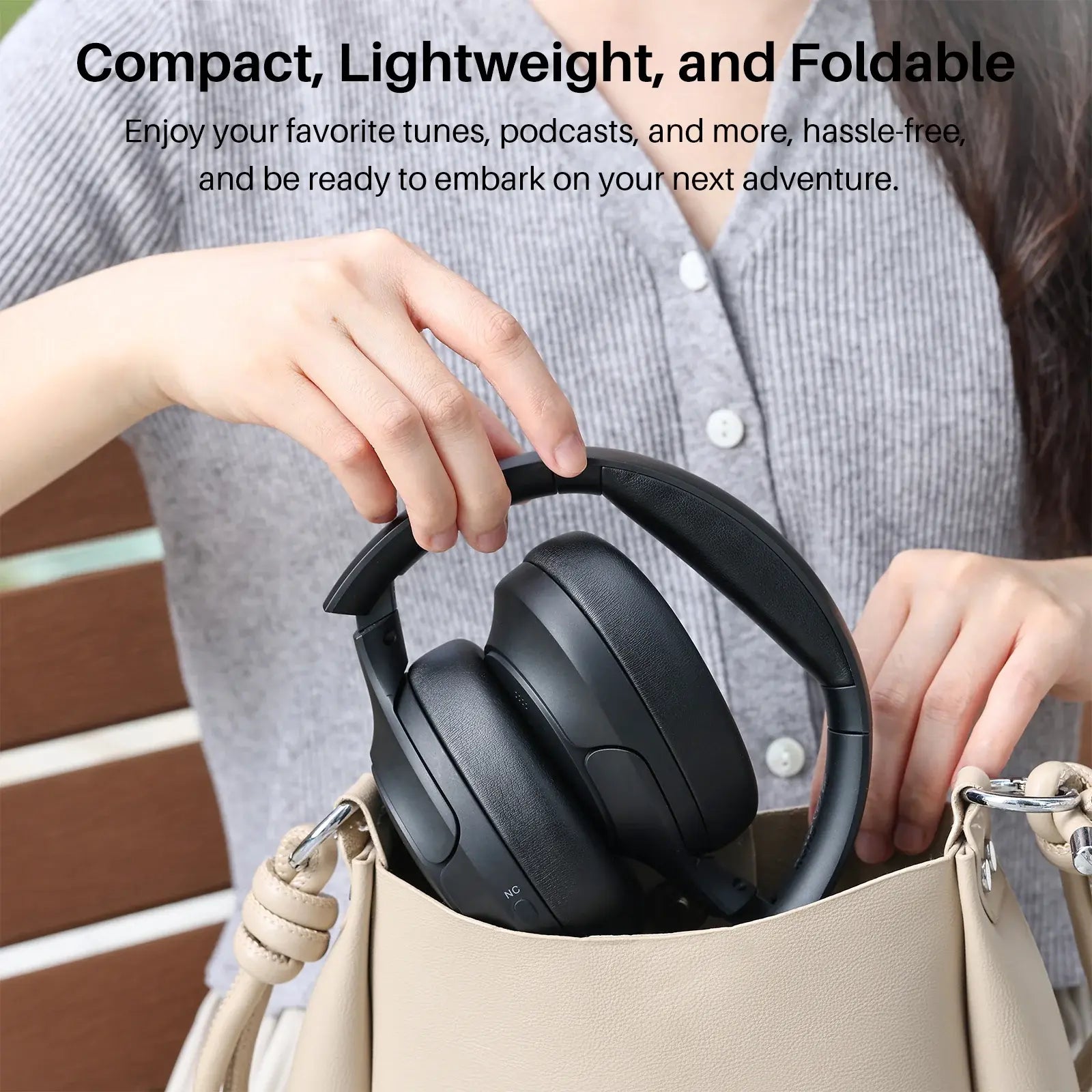TOZO HT2 Hybrid Active Noise Cancelling Headphones, Wireless over Ear Bluetooth Headphones Electronic Audio Headset Earbud Noisecancellingheadphones Gym Traveling Mother'S Day Gift Tiktokshopcreatorpicks Black