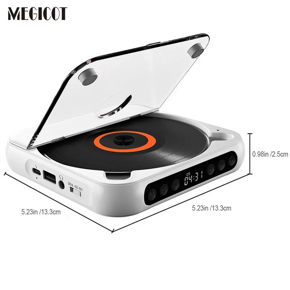 MEGICOT Portable Bluetooth-Compatible CD Player, Multifunction Rechargeable CD Player with LED Display, Portable Speaker CD Music Player for Home and Outdoor Use #GLOBAL PICKS