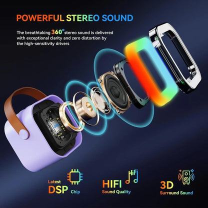 Mini Karaoke Machine with 2 Wireless Mics, Superior Sound Quality, Bluetooth Connectivity